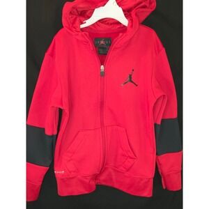 Jordan Dri-FIT Full Zip Hoodie‎ Red Black Colorblock Kids Size S (8-10)